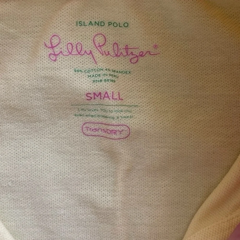LILLY PULITZER Island Polo Yellow Pink Short Sleeve Preppy Shirt Size Small - Picture 5 of 8